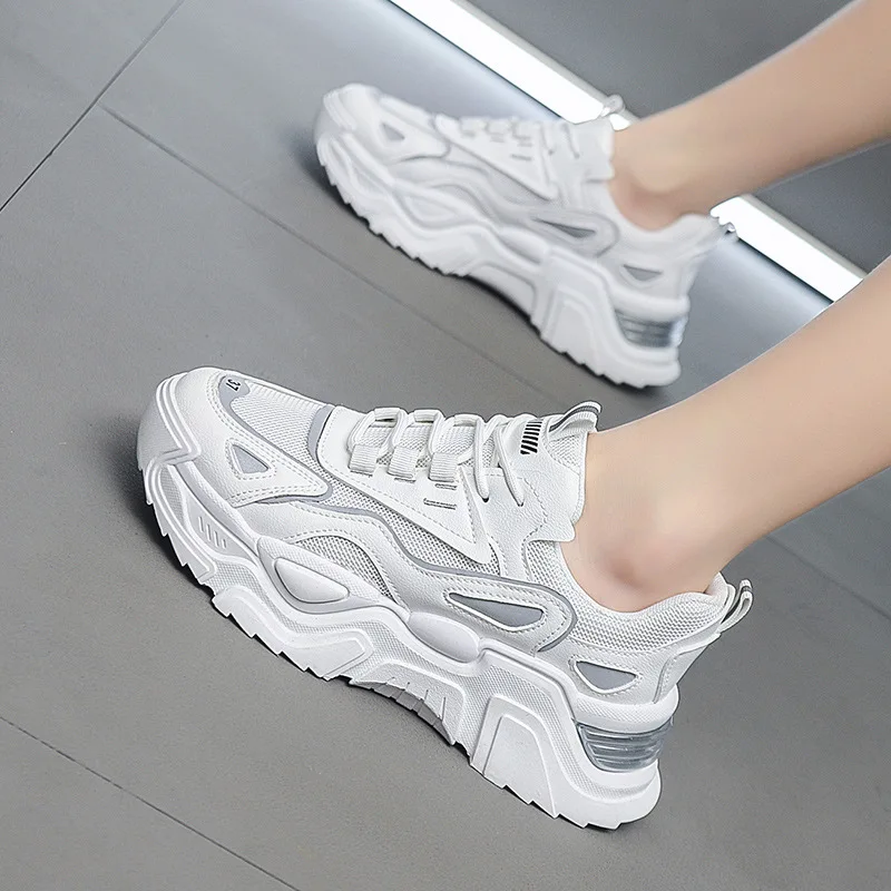 Chunky White Ladies Runners Fashion Female Ins Thick Sole Bottom