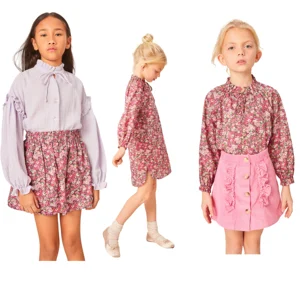 Guangzhou Brand ODM Fashionable Clothing for Girls Latest Designs of Matching Skirt & Blouse Dress Little Big Sister Style