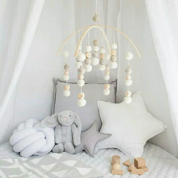 light weight baby mobile cloud wire ornament hangers felted ball