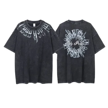 High Quality Vintage Acid Wash Graphic t-shirt Cotton Custom Unisex shirt Heavyweight Streetwear Drop Shoulder t shirt
