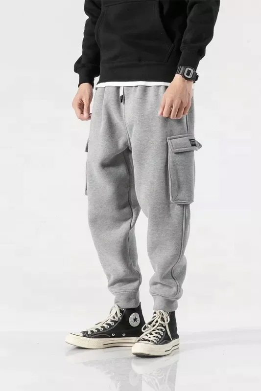 JL1128A New Style Winter Mens Fleece Cargo Sweatpants Plus Size Street Wear Sweat Pants Baggy Joggers for Men