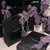 Handbag + Wide Ribbon + Bell + 2 Purple Cards