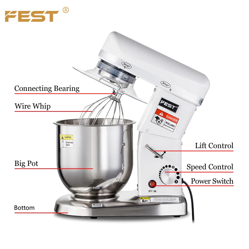 FEST Snack Machine 7L Commercial Food Mixers Automatic Electric Bakery Dough Mixer Equipment