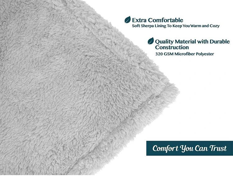 100% Polyester Soft Warm Sherpa Throw Flannel Fleece Blanket