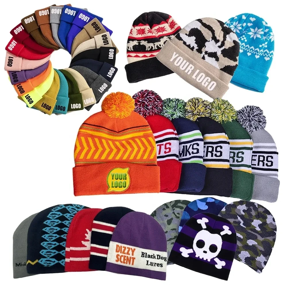 Custom Logo Embroidered Bennie Beanie Hat - Winter Warmth