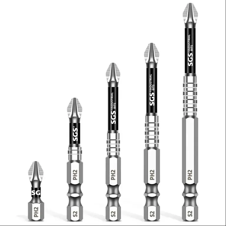 MOYOTEC Anti-Slip and Shock-Proof Strong Magnetic PH2 Screwdriver Bits S2 Steel Phillips Single-End 