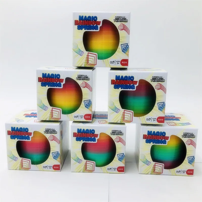 Classic Funny Rainbow Spring Gradient Shape Ring Coil Toy Plastic Vending Machine Toy for Kids and Students