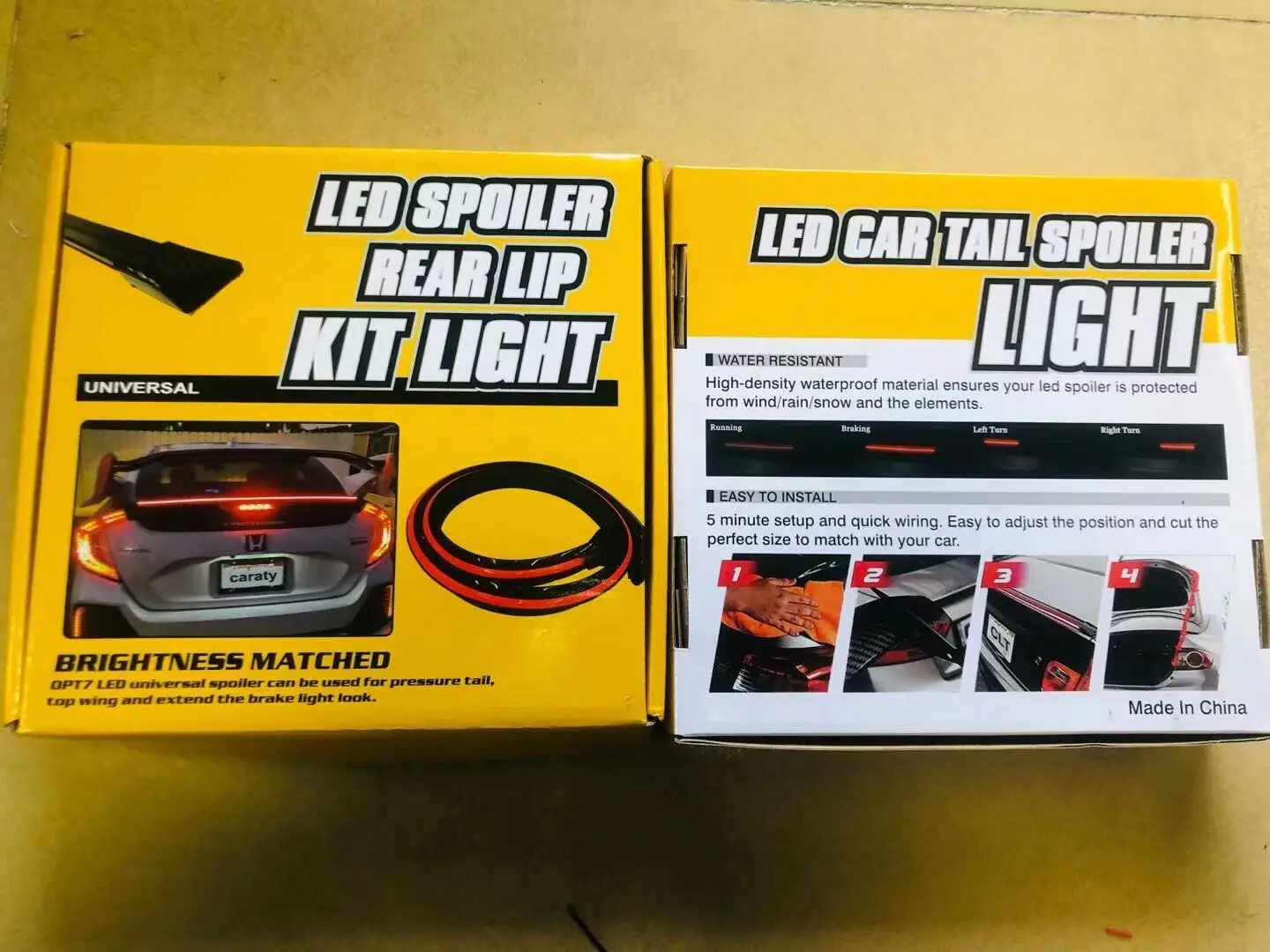 Carbon Fiber Style Rear Spoiler Car Led Strip Brake Lights Car Tail