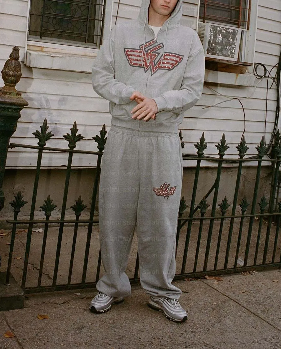 Salati Manufacturer Unisex Sweatsuit Stud Rhinestone Zip up Hoodie and Sweatpants Jogger Set Couple Jogging Suit Baggy Tracksuit gallery 2