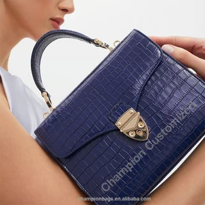 Custom Logo Croc Vegan Leather Top Handle Satchel Ladies Classic Crossbody Women Handbag Purse