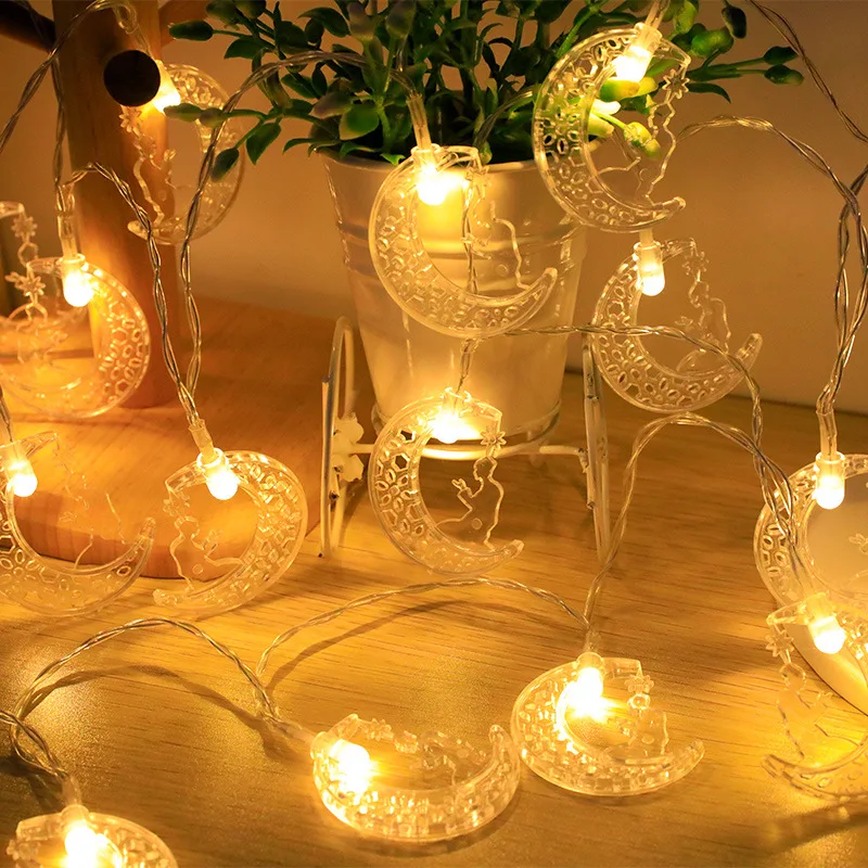Vigdur Ramadan String Lights - 20 LEDs Eid Mubark Moon Star Fairy Lights Battery Operated with Timer, Ramanda Decoration Light for Eid Al Adha Ramadan Home Decor, 10FT