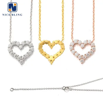 Trendy Women Necklaces 925 Sterling Silver Moissanite Charms Love Heart Pendant Necklaces For Gift Engagement