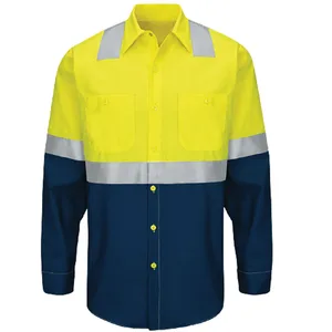 Wholesale Construction Work Target Long Sleeve High Visibility Reflective Tape With Green Hi Vis Reflective Shirt