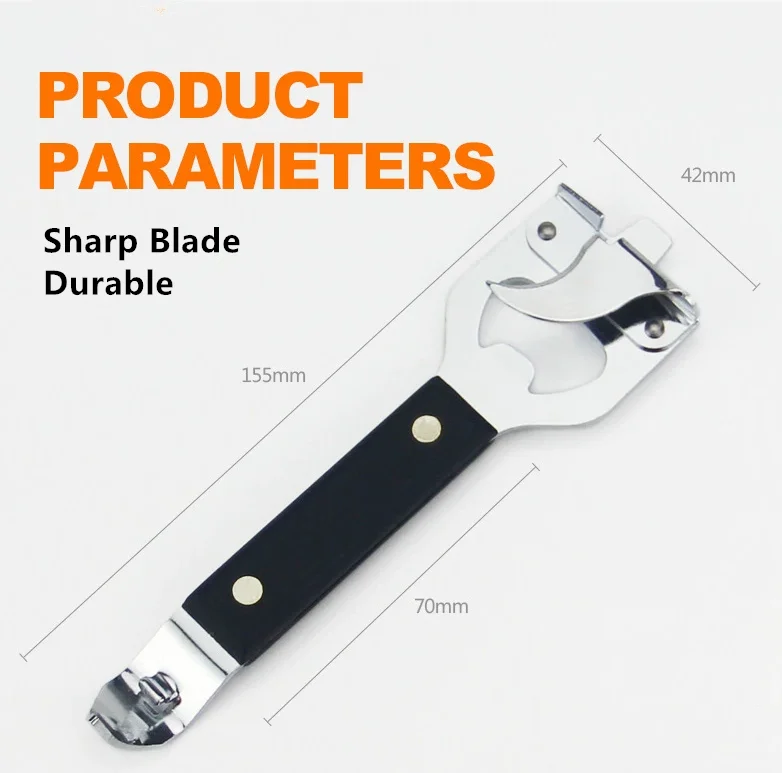 Kitchen Bar Tool Multifunctional Manual Can Opener Beer Bottle Opener for Kinds of Cans Jar and Tins
