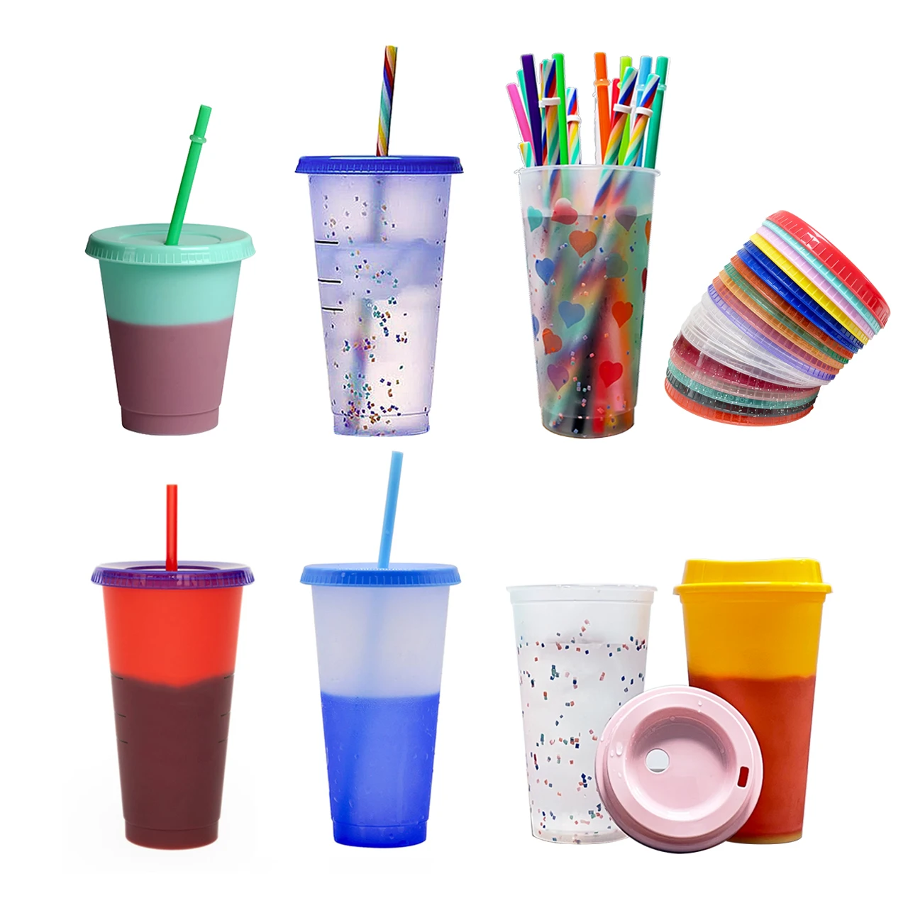 16 унций 24 унции конфетти стакан Радуга дети взрослые меняющие цвет чашки с