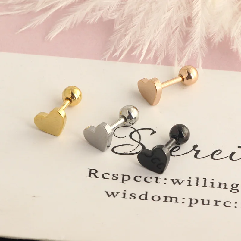 14K Gold Plated Post Flat Back Stars Heart Stud Earrings for Women  Cartilage Helix Piercing Stud Earrings