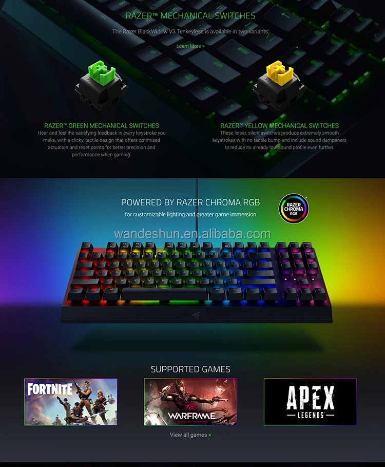 Razer BlackWidow V3 TKL 87-Key Tenkeyless Tactile Chroma RGB Mechanical ...