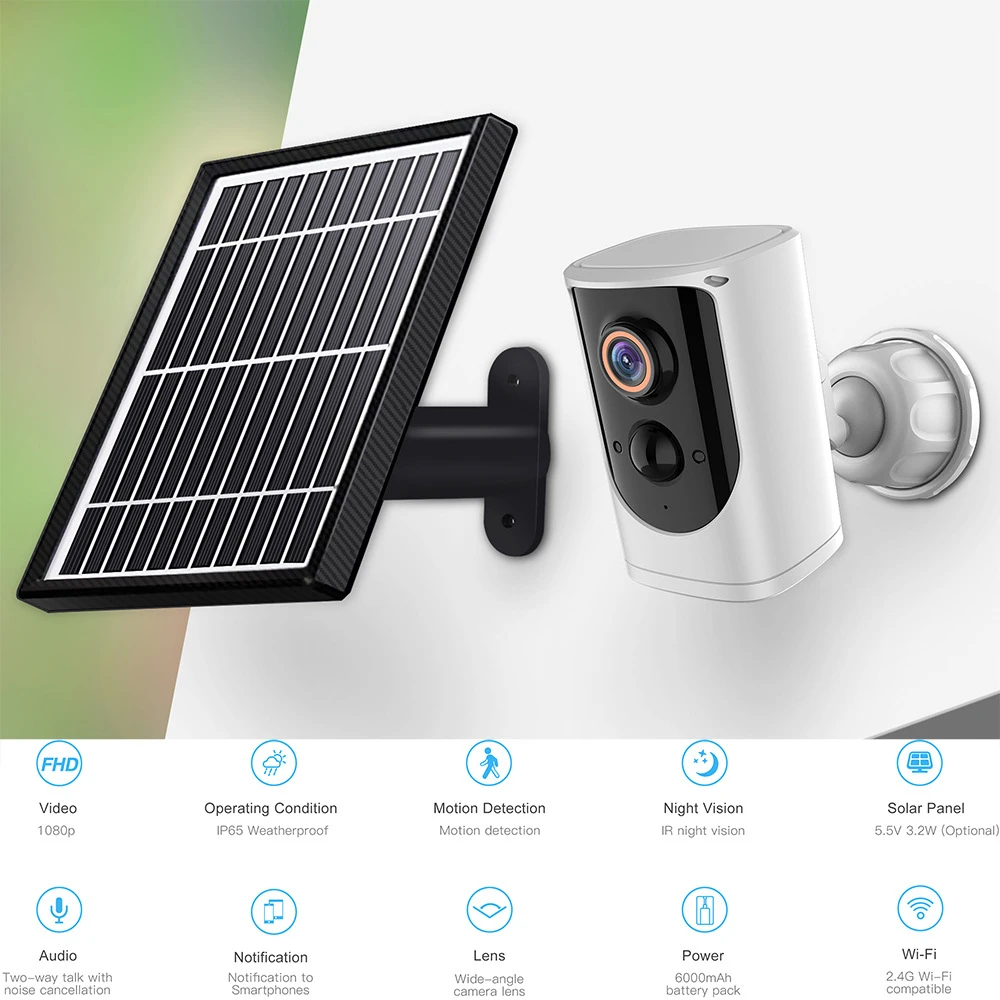 Popular Smart Solar Battery Powered Security Camera Outdoor Wifi Night Vision Surveillance Wireless Network Cctv Ip Camera