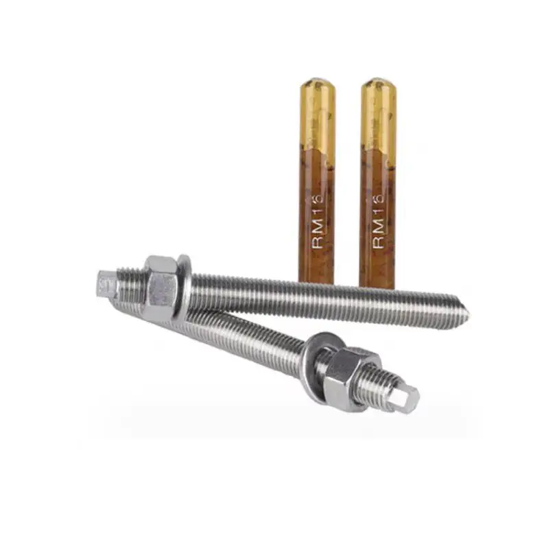 Stainless Steel Two-Type Anchor Bolt with Nut Washer Sharp Cut Head Chemical Expansion Bolts Plain Finish