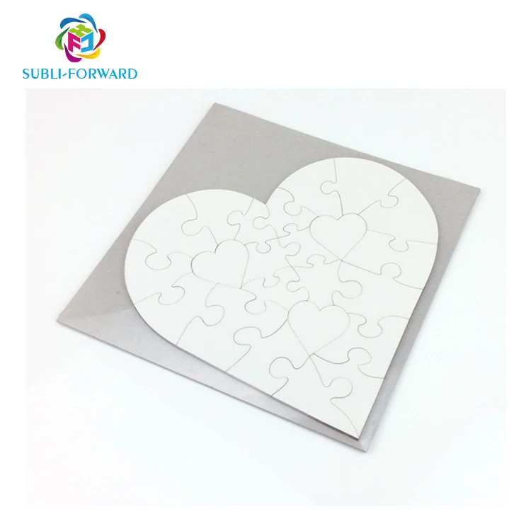 Оптовая продажа в форме сердца печати 23 шт. головоломка ДВП панель деревянного МДФ заготовок сублимации головоломки