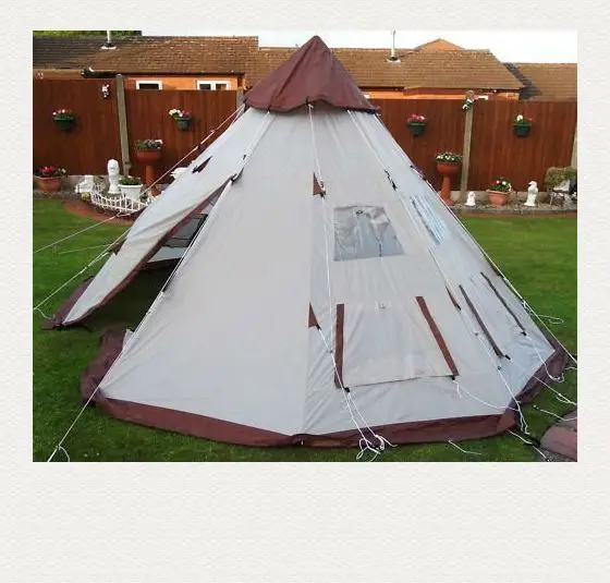 Custom Logo Indian Style 5M Canvas Teepee Tent Double Steel Frame Summer Lighted Square Tent Single PVC Polyester Two Bedrooms