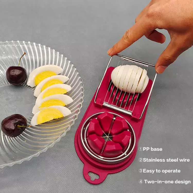 2025 Hot Selling Kitchen Accessories 2 in 1 Egg Slicer Stainless Steel Egg Cutter aperçu 4