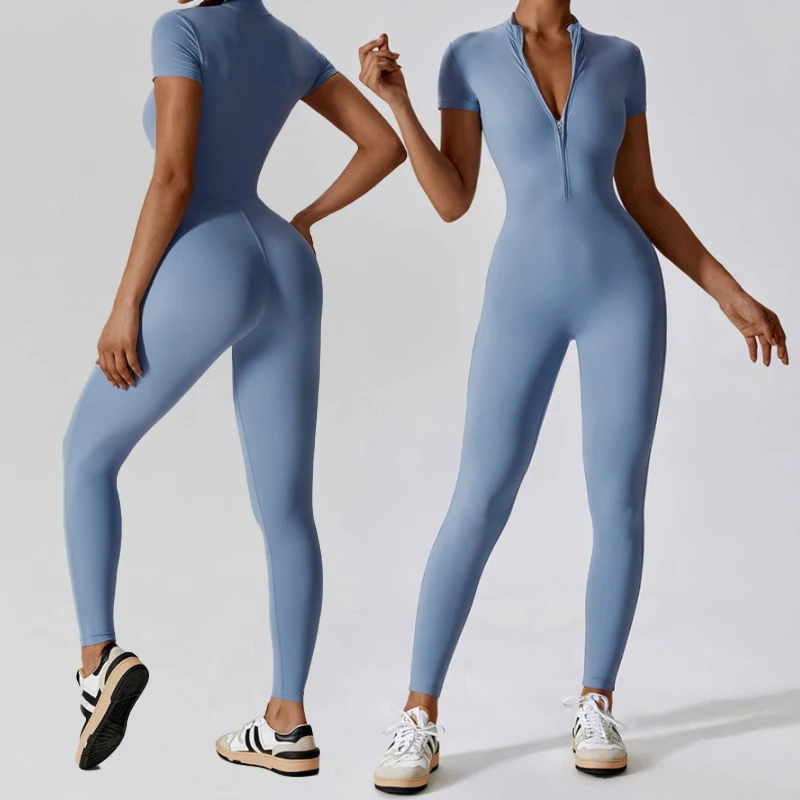 Hingto Custom Logo Knitted Onesie Gym Fitness Workout Playsuit Active