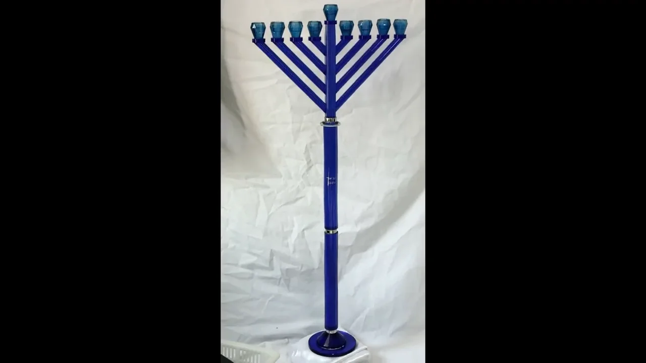 Mh1664 Crystal Glass 8 Arms Crystal Menorah Chanukah Hanukkah Candle