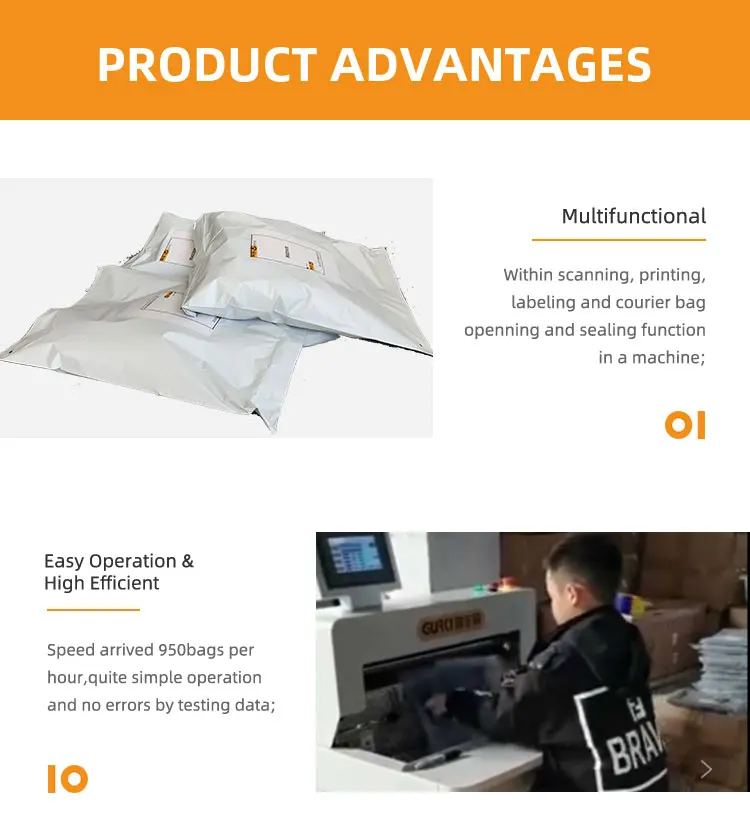 Fulfillment Automatic Bagger For Poly Mailers Integrated Label Printer Applicator Shipping