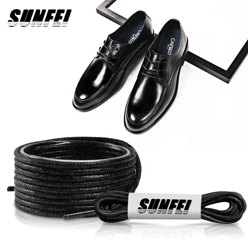 SunFei Black Round Waxed Shoelaces Round Shoe Laces Bootlaces Fine Cotton Wax Shoelaces Brand Paper Roll