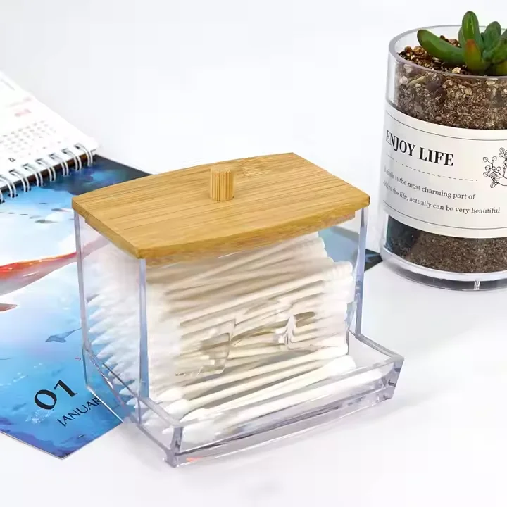Clear Cotton Swabs Box Cosmetic Cotton Storage Rackr Cosmetic Medical Cotton Bud Swabs Organizer Holder Box