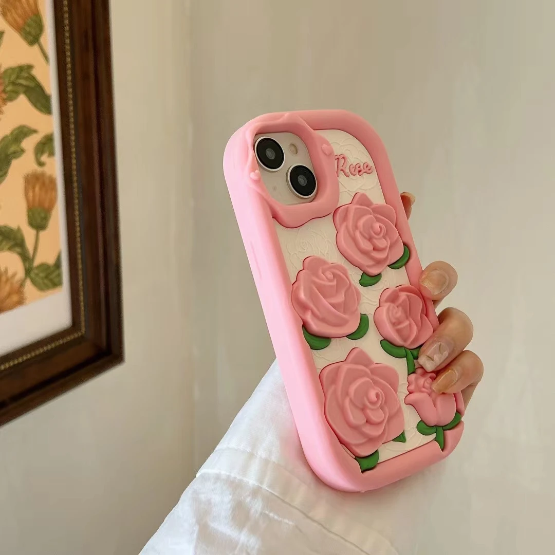 Rose Fiore Stand Portafoglio TPU Silicone In Pelle Cellulare Caso Case