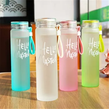 2024 Popular Wholesale Transparent Gradient Color Portable Glass Bottle Frosted Glass BottleTravel Mug