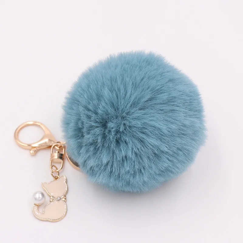 Accessories, Cute Owl Fluff Ball Keychainbag Charm Royal Blue