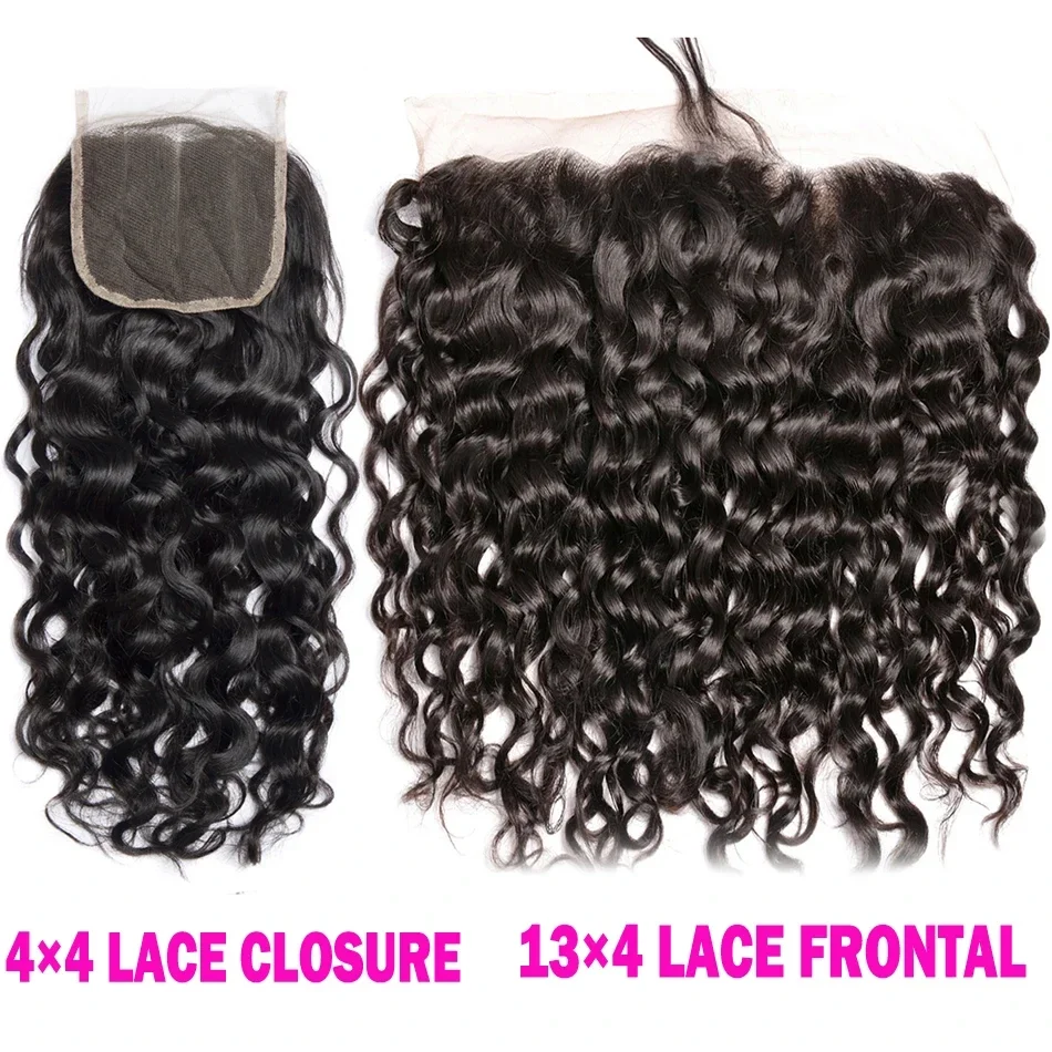 4x4 13x4 Transparent Lace Frontal Lukning Lige Vandbølget Kinky Krøllet Lace Closure 100% Remy Ægte Hår Forplukket_voghion.com