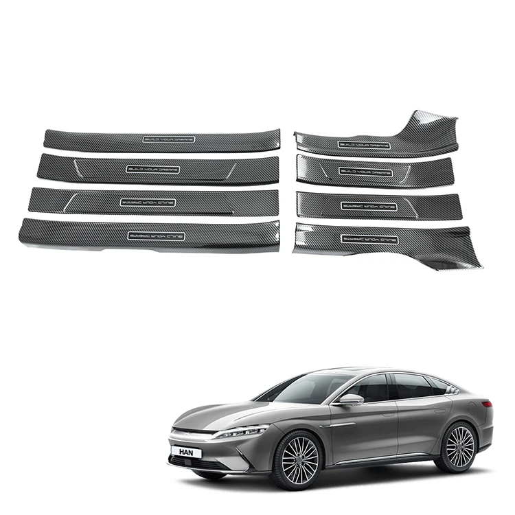 Han EV Accessories Inner Outer Door Sill Scuff Plate Car Threshold Plate for BYD Han Door Sills Stickers Step Sill Protection