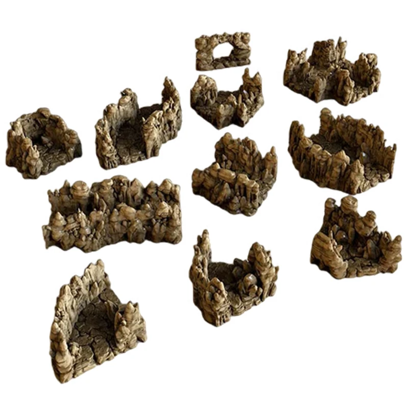 تماثيل صغيرة مخصصة من الراتنج متعدد الإضافات لألعاب الحروب: جدران مصغَّرة ملوَّنة، مشاهد خيالية ثلاثية الأبعاد، كريستال متناثر، كهف غوليين، أنفاق، وتضاريس ألعاب الحروب.