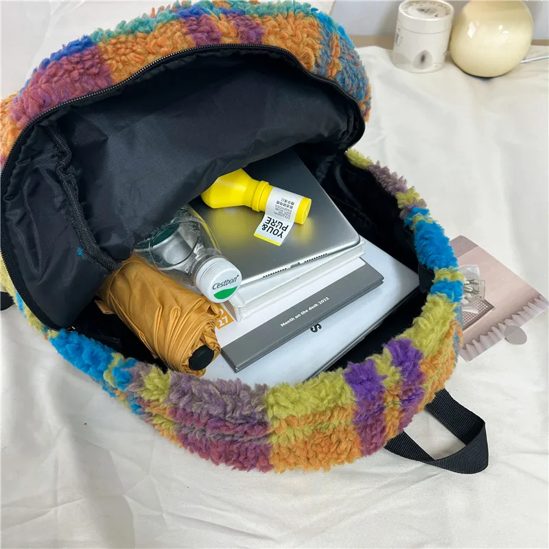 Fashion Children School Bags Cute Fleece Kids Plush  Backpack Boys Girls School Bags Mini Mochila College Book Bag Winter