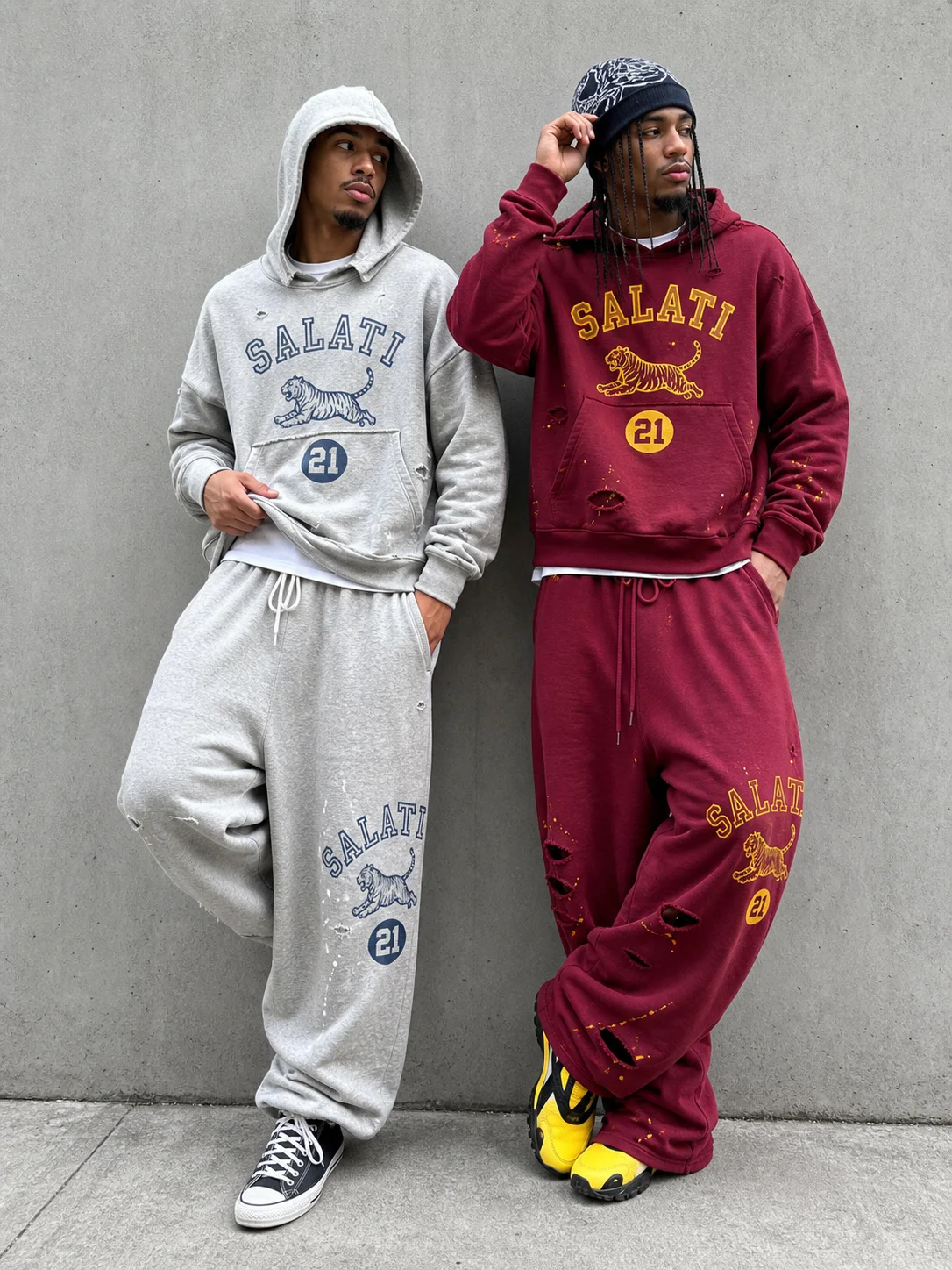 Manufacturer Y2K Men Casual Tracksuit Distressed Hoodie Baggy Wide Leg Sweatpants Boxy Heavy Cotton Fleece Streetwear Wash OEM