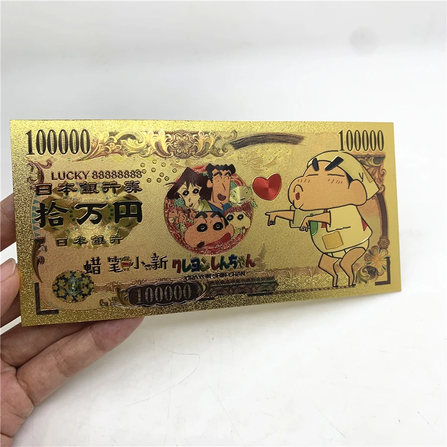 5types Crayon-shin-chan Gold Foil Banknotes Kid's Cute Cartoon Toy ...