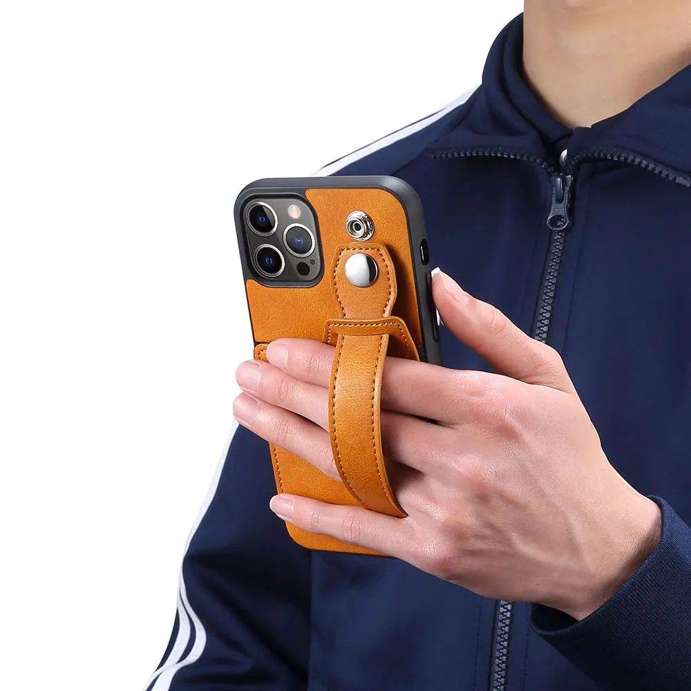 Wrist Strap Bracket Case For Iphone 15 14 13 12 11 7 Xr Xs Max Pro Plus Simple Business Card Holder Luxury Phone Sjk470 Laudtec factory