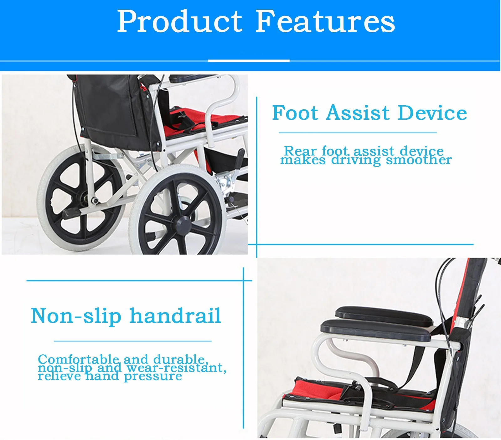 Factory Wholesale Manual Wheelchair 20 Inch Foldable Lightweight