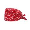 A-007 Cappellino con laccetti e stampa ombrellino rosso