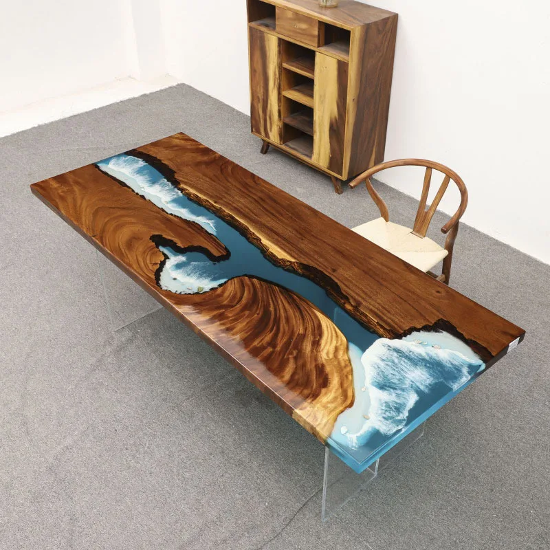 tables with epoxy resin and wood