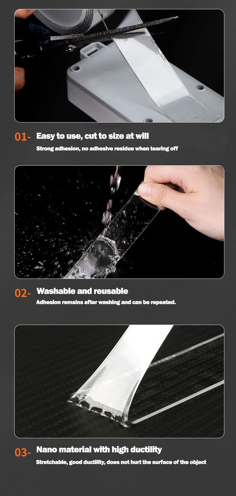 thumbnail image 2 of Clear Tape Jackwood 33 Feet Acrylic Double Sided Heavy Duty Mounting Double Sided Tape 2 of 11