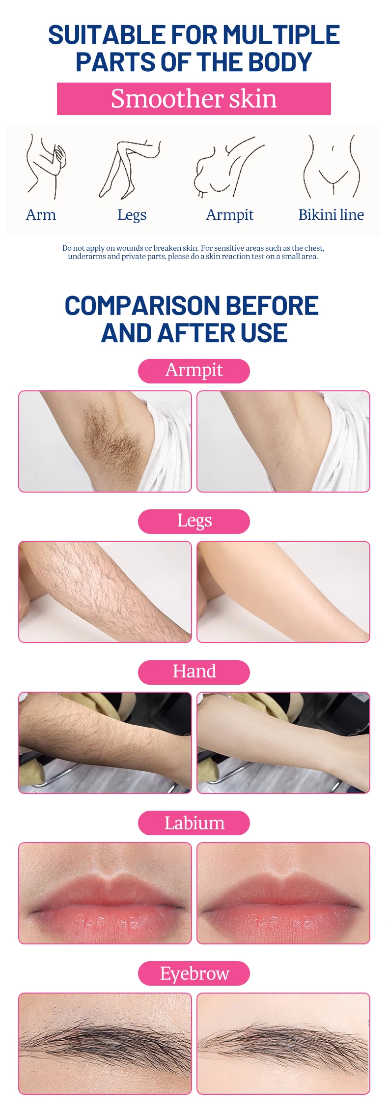 Disaar quick removing body legs hair removal wax strips for normal skin