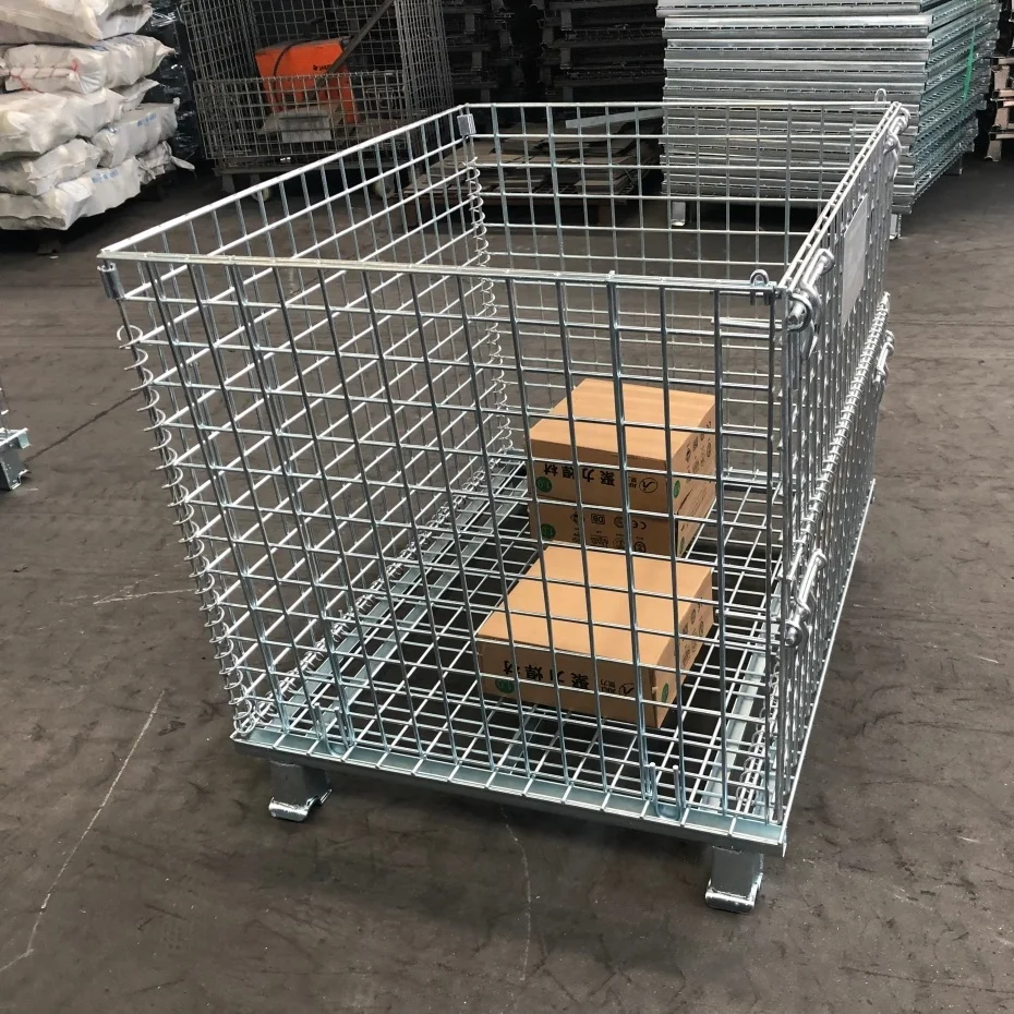 Industrial Foldable Stain Steel Pallet Box Collapsible Wire Mesh ...
