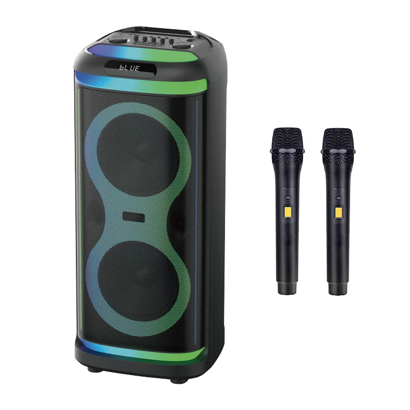 Dual 10'' Subwoofer Portable Bluetooth Party Speaker Heavy Bass Sound Mic FM DJ