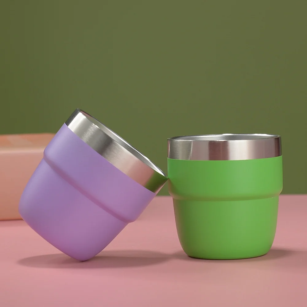 Modern 8oz Insulated Thermos Cup 304 Stainless Steel Ceramic Mini Coffee  Tumbler Portable Design for Party Small Water Capacity