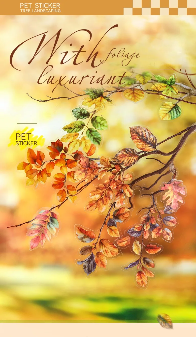 25 Stück PET-Aufkleber, Zweige, Blätter, Äste, DIY-Handbuch, Materialien, Paket, Schulbedarf, Scrapbooking, Schnitt 168 x 99 mm – Detail 1